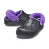 Baya Lined Clog mit gefüttertem Fuzz-Riemen „Schwarz-Lila“