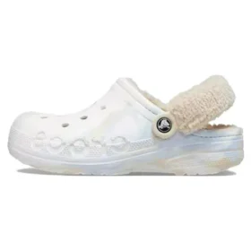 Baya Lined Clog mit gefüttertem Fuzz-Riemen und Marbled-Optik „White Multi“