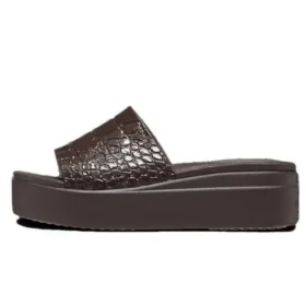 Brooklyn Croco Shine Slide Sandalen „Espresso“