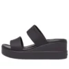 Brooklyn Double Strap Round Toe Mid Wedge Slides „Schwarz“