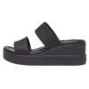 Brooklyn Double Strap Round Toe Mid Wedge Slides „Schwarz“
