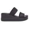 Brooklyn Double Strap Round Toe Mid Wedge Slides „Schwarz“
