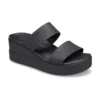 Brooklyn Double Strap Round Toe Mid Wedge Slides „Schwarz“