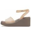 Brooklyn Keilabsatz-Sandalen mit Fesselriemen „Cream White Brown“
