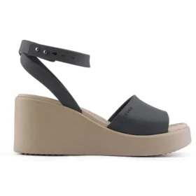Brooklyn Keilabsatz-Sandalen mit Fesselriemen „Schwarz-Beige“