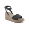 Brooklyn Keilabsatz-Sandalen mit Fesselriemen „Schwarz-Beige“