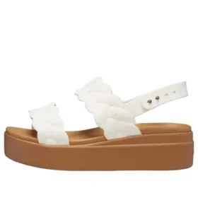 Brooklyn Woven Wedge Sandalen „White Brown“