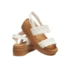 Brooklyn Woven Wedge Sandalen „White Brown“