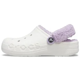 Classic Baya Lined Fuzz-Strap Clog „White Lila“