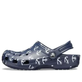 Classic Clog-Sandalen mit Aufdruck, Tiefblau
