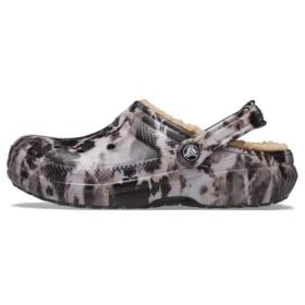Classic Lined Bleach Dye Clogs „Black White Beige“