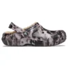 Classic Lined Bleach Dye Clogs „Black White Beige“