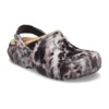 Classic Lined Bleach Dye Clogs „Black White Beige“