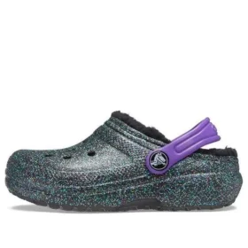Classic Lined Clog „Black Purple Sparkles“
