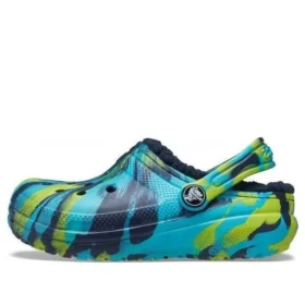 Classic Lined Clog mit Marbled Muster „Blue Tie-Dye“