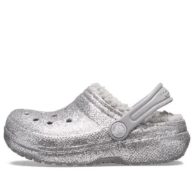 Classic Lined Clog with Glitter „Silbergrau“