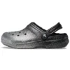 Classic Lined Clogs mit Glitter „Black Silver“