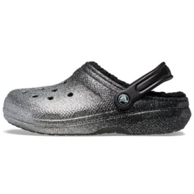 Classic Lined Clogs mit Glitter „Black Silver“