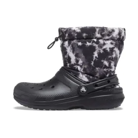 Classic Lined Neo Puff Tie-Dye-Stiefel „Schwarz-Weiß“