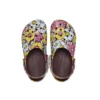 Classic Retro Floral Clogs „Yellow Pink“