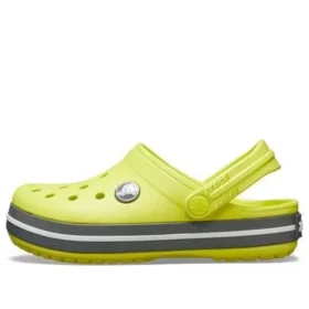 Clogs mit runder Zehenkappe und Crocband-Ausschnitt „Gelb-Grau“