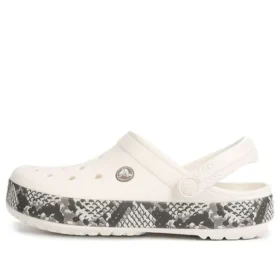 Crocband Clogs mit Schlangenprint „Weiß-Schwarz“