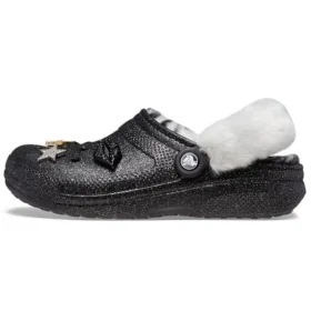 Disco Classic gefütterte Disco-Glitter-Clogs „Schwarz-Weiß“