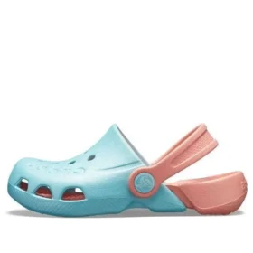 Electro-Clogs mit Fersenriemen und runder Zehenpartie „Blue Pink“