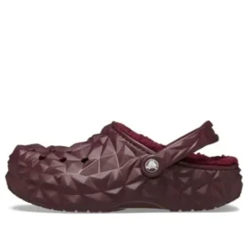 Geometrische Clogs mit Futter „Dark Cherry“