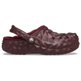 Geometrische Clogs mit Futter „Dark Cherry“