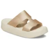 Getaway Plateau-Sandalen mit H-Riemen „Weiß-Braun“
