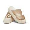 Getaway Plateau-Sandalen mit H-Riemen „Weiß-Braun“