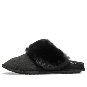 Hausschuhe mit Fellbesatz „Black“