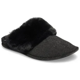 Hausschuhe mit Fellbesatz „Black“
