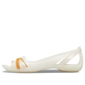II Flache weiße Sandalen mit orangefarbenen Akzenten