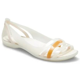 II Flache weiße Sandalen mit orangefarbenen Akzenten
