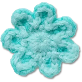 Jibbitz-Anstecker „Häkelblume in Blau“