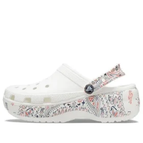 Klassische Americana-Paisley-Platform Clogs „Weiß“