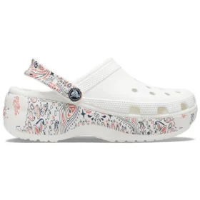 Klassische Americana-Paisley-Platform Clogs „Weiß“