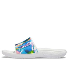 Klassische Bubble-Block-Pantoletten „White Multi“