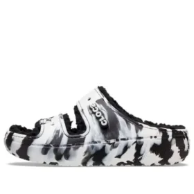 Klassische Cozzzy-Marbled-Sandalen „Black White“