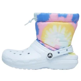 Klassische, gefütterte Neo-Puff-Stiefel „Tie-Dye Mineral Blue“