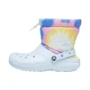 Klassische, gefütterte Neo-Puff-Stiefel „Tie-Dye Mineral Blue“