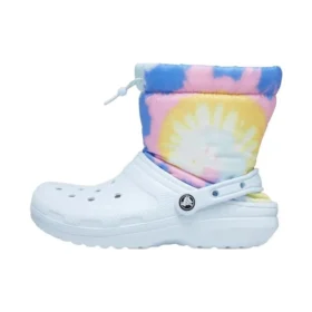 Klassische, gefütterte Neo-Puff-Stiefel „Tie-Dye Mineral Blue“