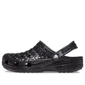 Klassische Metallic-Crocskin-Clogs „Schwarz“