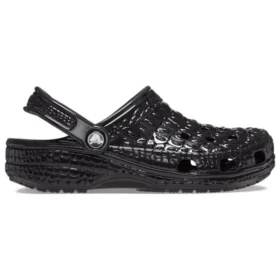 Klassische Metallic-Crocskin-Clogs „Schwarz“