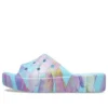 Klassische Plateau-Pantolette mit Palmenprint „Blue Multi-Color“