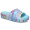 Klassische Plateau-Pantolette mit Palmenprint „Blue Multi-Color“