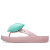 Klassische Plateau-Zehentrenner mit Schleife „Pink Teal“