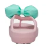 Klassische Plateau-Zehentrenner mit Schleife „Pink Teal“
